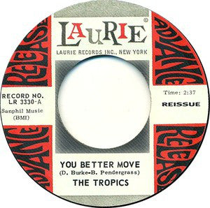 The Tropics  ‎– You Better Move 45 reissue